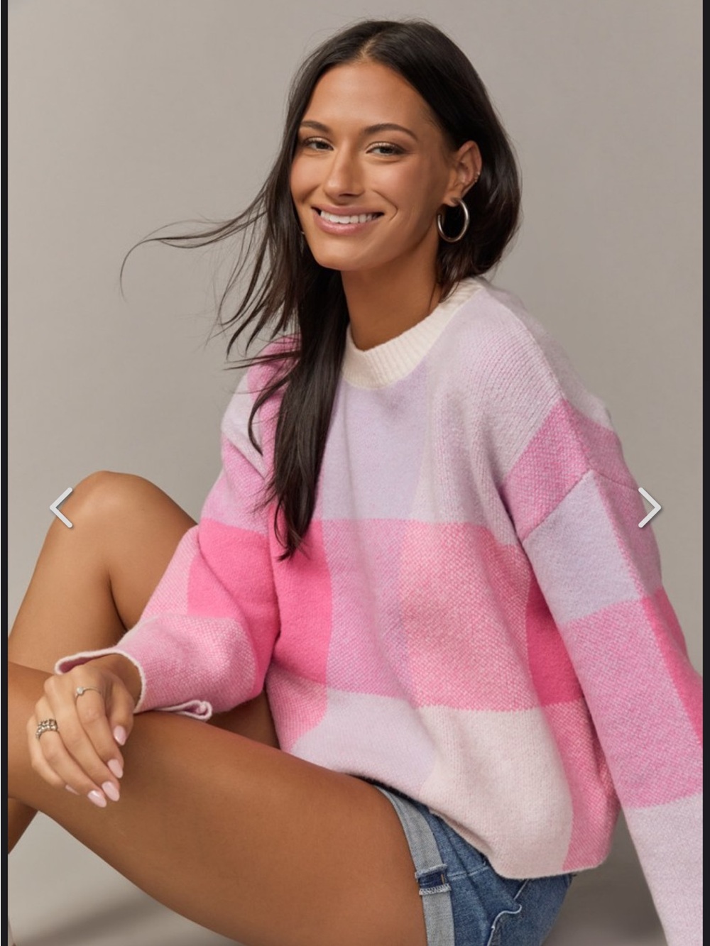 Francesca's | Arlene Checkered Crew Pullover - Originally priced at $56.00